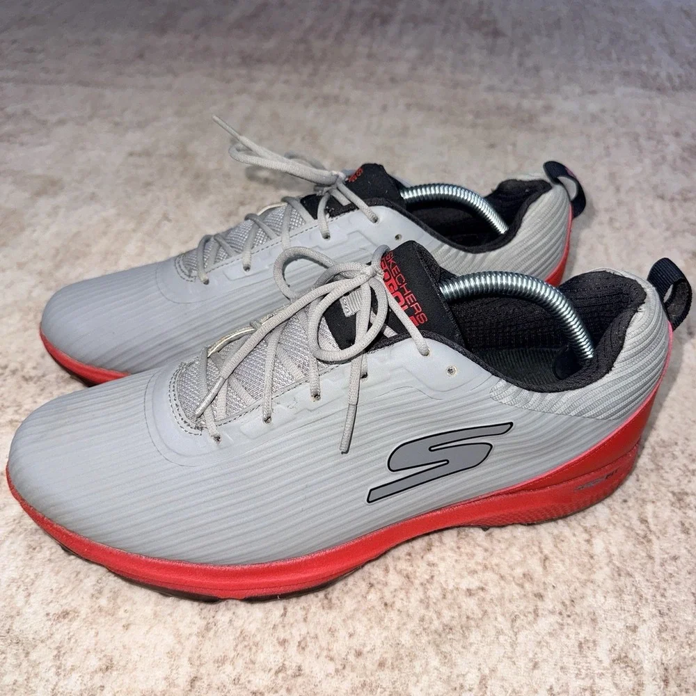 Skechers GO GOLF Pro 5 Hyper 214044 Waterproof Shoe Gray Red Mens Size 10.5